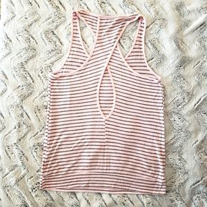 Light pink striped racerback / crisscross tank